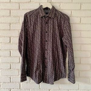 Robert Graham Gray Camouflage Tailored Fit Button Dress Shirt Men’s Size Medium